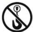 Two circular hazard symbols with Chinese text, one without a hook and the other with broken bars