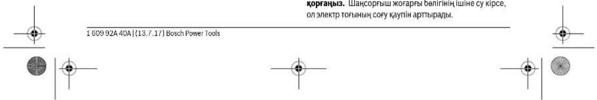 Корғаңыз: Шаңсорғыш жоғарғы вөлігінің їшіне су кірсе, ол электр тоғының соғу қаупін арттырады. 1 609 92A 40A | (13.7.17) Bosch Power Tools