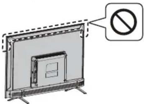 Diagram showing a TV with a prohibition symbol indicating no restrictions on the screen.