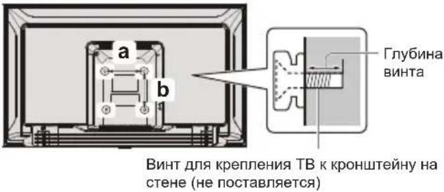 a b Глубина винта Винт для крепления ТВ к кронштейну на стене (не поставляется)