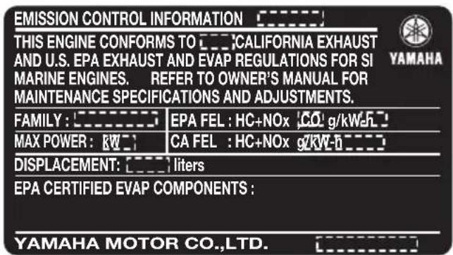 YAMAHA XF400 (2023) - Étiquette d'homologation du certificat de contrôle des émissions - 1