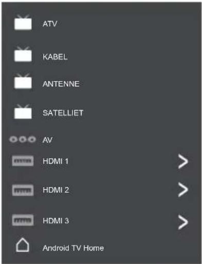 ATV KABEL ANTENNE SATELLIET AV HDMI 1 HDMI 2 HDMI 3 Android TV Home