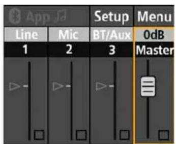 App Setup Menu Line Mic BT/Aux 0dB 1 2 3 Master