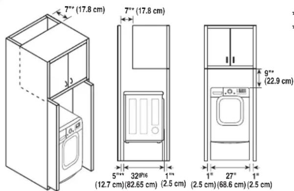 LG LSDG389VS - Recommended installation spacing for cabinet installation - 1