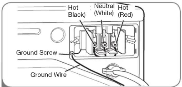 LG DLE2601W - Three-Wire Connection for Electric Dryers: Direct Wire - 3