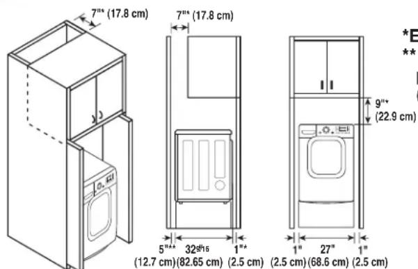 LG Studio LSDE388VS - Separación recomendada para la instalación en un habitáculo cerrado - 1