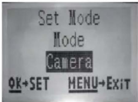 Set Mode Mode Camera OK+SET MENU+Exit