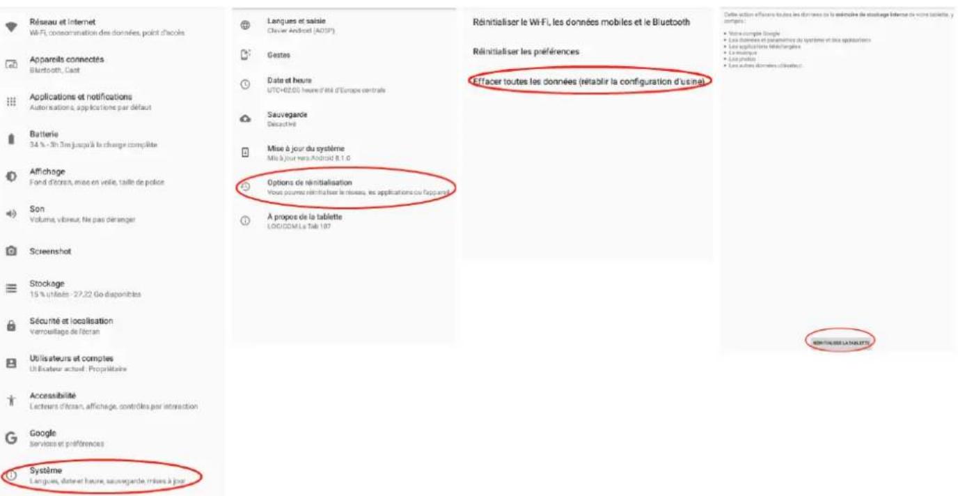 LOGICOM La Tab 90 - Réinitialisation - 1