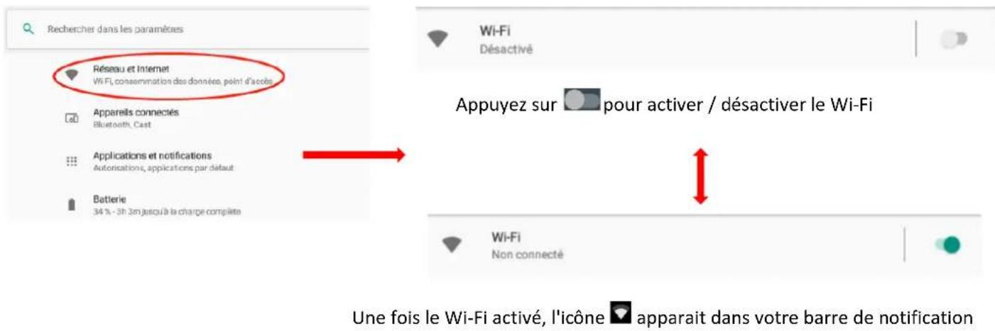 LOGICOM La Tab 74 PB - Activer / Désactiver la connexion Wi-Fi - 1