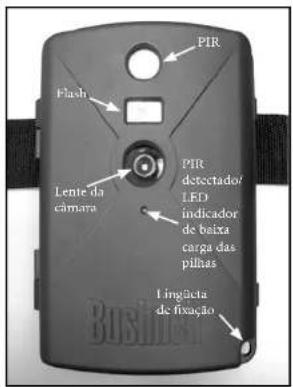 PIR Flash Lente da camera PIR detectado/ LED indicador de baixa carga das pilhas Lingácta de fixação