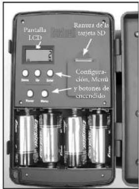 Pantella LCD Ranura dela tarjeta SD Configura- cion, Menu y botones de encendido