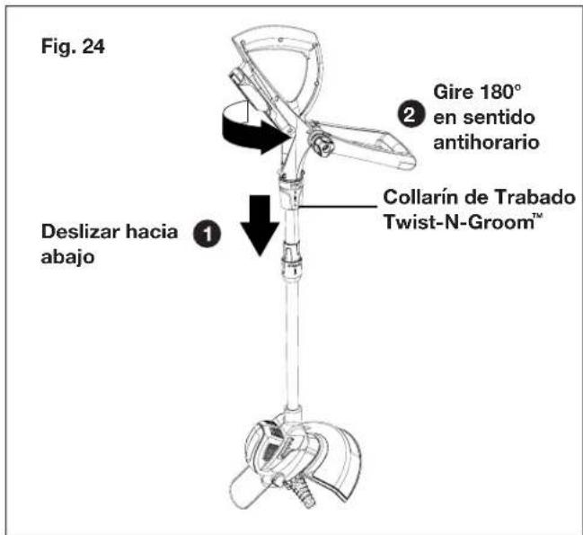 Fig. 24 Deslizar hacia abajo Gire 180° en sentido antihorario Collarín de Trabado Twist-N-Groom™