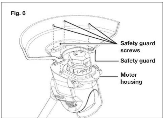 Fig. 6 Safety guard screws Safety guard Motor housing