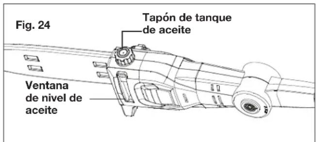 Fig. 24 Tapón de tanque de aceite Ventana de nivel de aceite