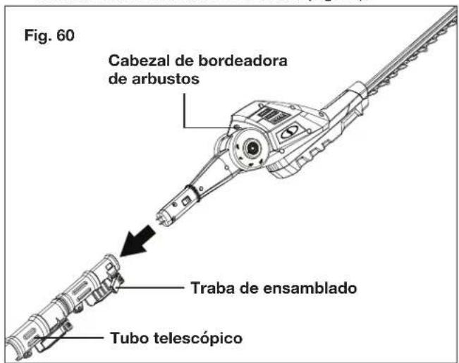 Fig. 60 Cabezal de bordeadora de arbustos Traba de ensamblado Tubo telescópico