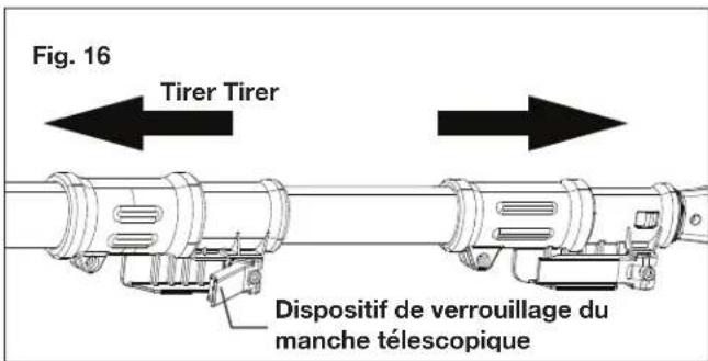 Fig. 16 Tirer Tirer Dispositif de verrouillage du manche télescopique