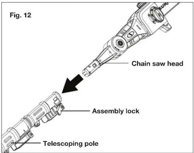 Fig. 12 Chain saw head Assembly lock Telescoping pole