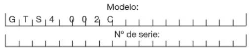 Modelo: G | T | S | 4 | Q | Q | 2 | G | N° de serie: