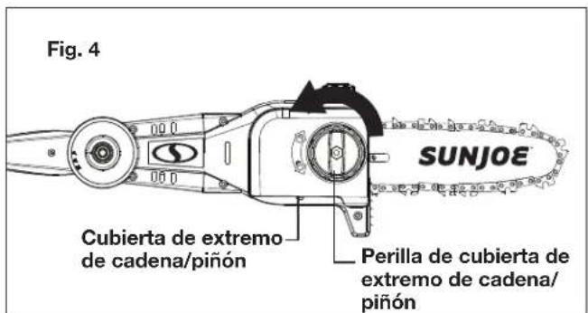 Fig. 4 SUNJOE Cubierta de extremo de cadena/piñón Perilla de cubierta de extremo de cadena/ piñón