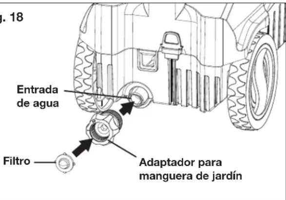 J. 18 Entrada de agua Filtro Adaptador para manguera de jardín