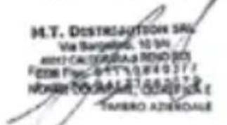 M.T. DISTRIBUTION SRL Via Bargarillo, 10-94 ANDO CALDERAIA RENDO BOI FEDIR FING: 8/7/2016/03/17 NOME DOGARNE, OCEPIRIO E TAMBO AZERDALE