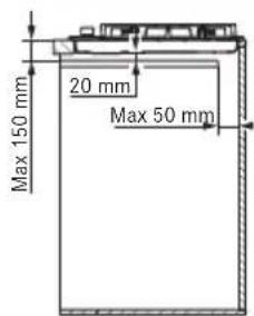 Max 150 mm 20 mm Max 50 mm