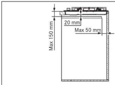 Max 150 mm 20 mm Max 50 mm