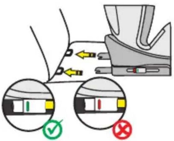 Diagram illustrating device status change with checkmark and no change symbols, showing directional arrows and labeled parts.