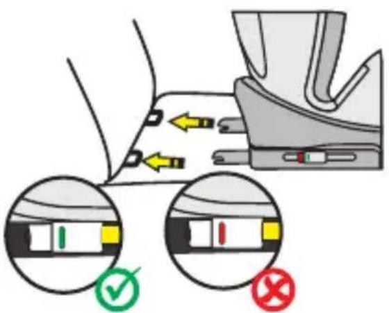 Diagram showing device status change with checkmark and no change symbols, including directional arrows and labeled buttons