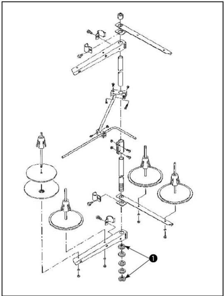 Technical diagram of a mechanical assembly with labeled components and directional arrows indicating assembly steps.