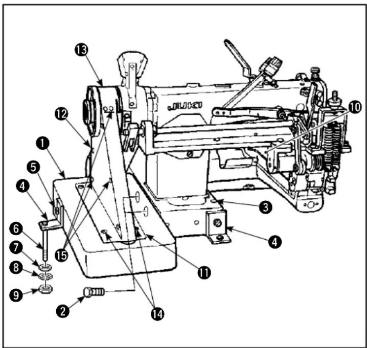 Technical diagram of a lathe machine with numbered components for identification and assembly reference.