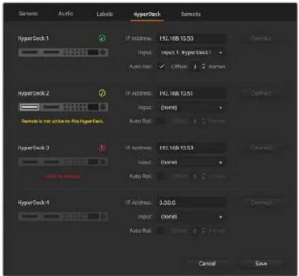 Blackmagic Design ATEM Mini Extreme - Paramètres de l'onglet HyperDeck - 1