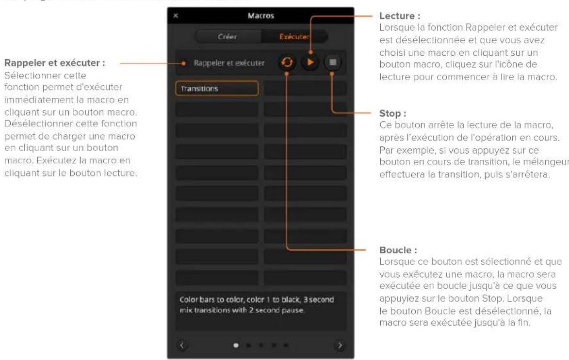 Blackmagic Design ATEM Mini Extreme - La page exécuter de la fenêtre macros - 1