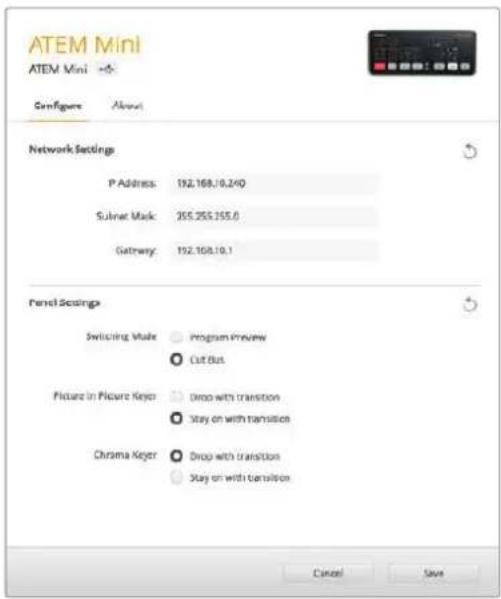 Blackmagic Design ATEM Mini Extreme - Configuración de ajustes de red en el modelo ATEM Mini - 1