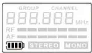 LD Systems MEI 100 G2 B5 - Choix du groupe de fréquences (GROUP) et/ou de canal (CANAL): - 1