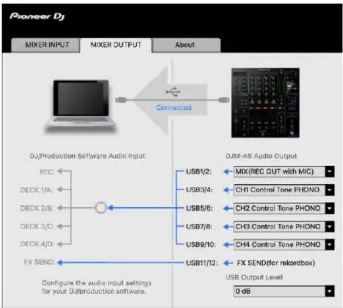 PIONEER DJMA9 - Réglage de la sortie des données audio de l'appareil vers un PC/Mac - 1