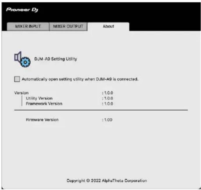 PIONEER DJMA9 - Cliquez sur l'onglet [about]. - 1