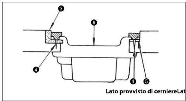 Technical diagram showing garment sewing process with numbered steps and component details