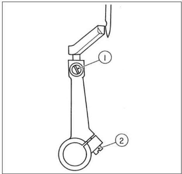 Technical diagram of a mechanical device with labeled parts 1 and 2