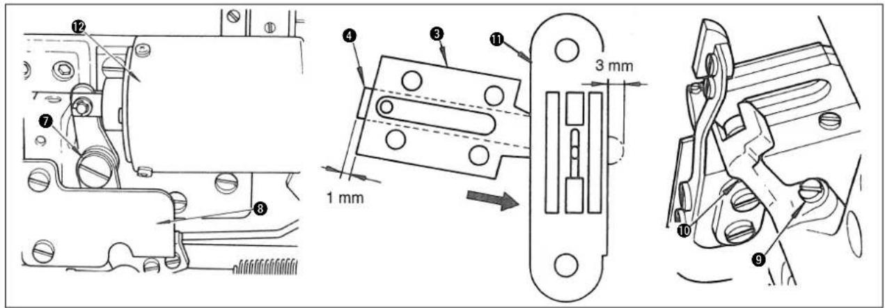 JUKI MH484 - Posición longitudinal de la base de la cuchilla móvil - 1