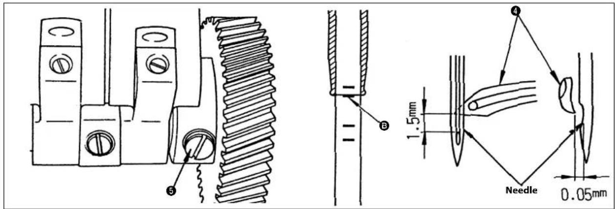 Technical diagram showing mechanical assembly with labeled parts and dimensional annotations including 1.5mm and 0.05mm measurements.