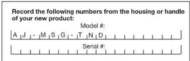 Aqua Joe AJMSGTND - Model + Serial Numbers - 1
