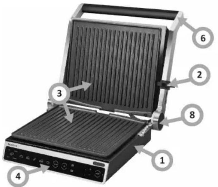 AMICA ProfiGrill GK 5011 - WYPOSAŻENIE I BUDOWA URZĄDZENIA: - 1