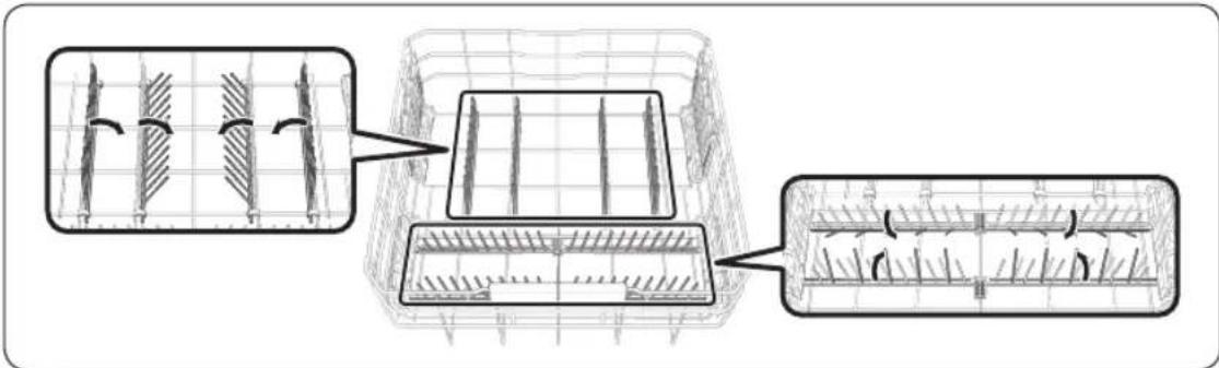 SAMSUNG DW60BG750B00ET - Utilisation des tiges rabattables - 1
