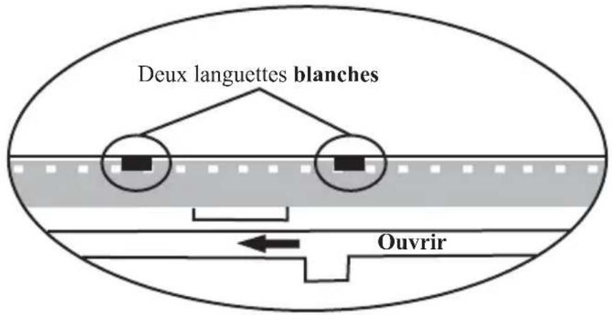 Deux languettes blanches Ouvrir