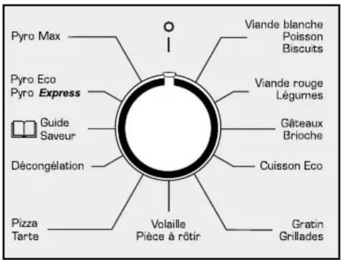 Pyro Max Pyro Eco Pyro Express Guide Saveur Décongélation Pizza Tarte Viande blanche Poisson Biscuits Viande rouge Légumes Gâteaux Brioche Cuisson Eco Volaille Pièce à rôtir Gratin Grillades