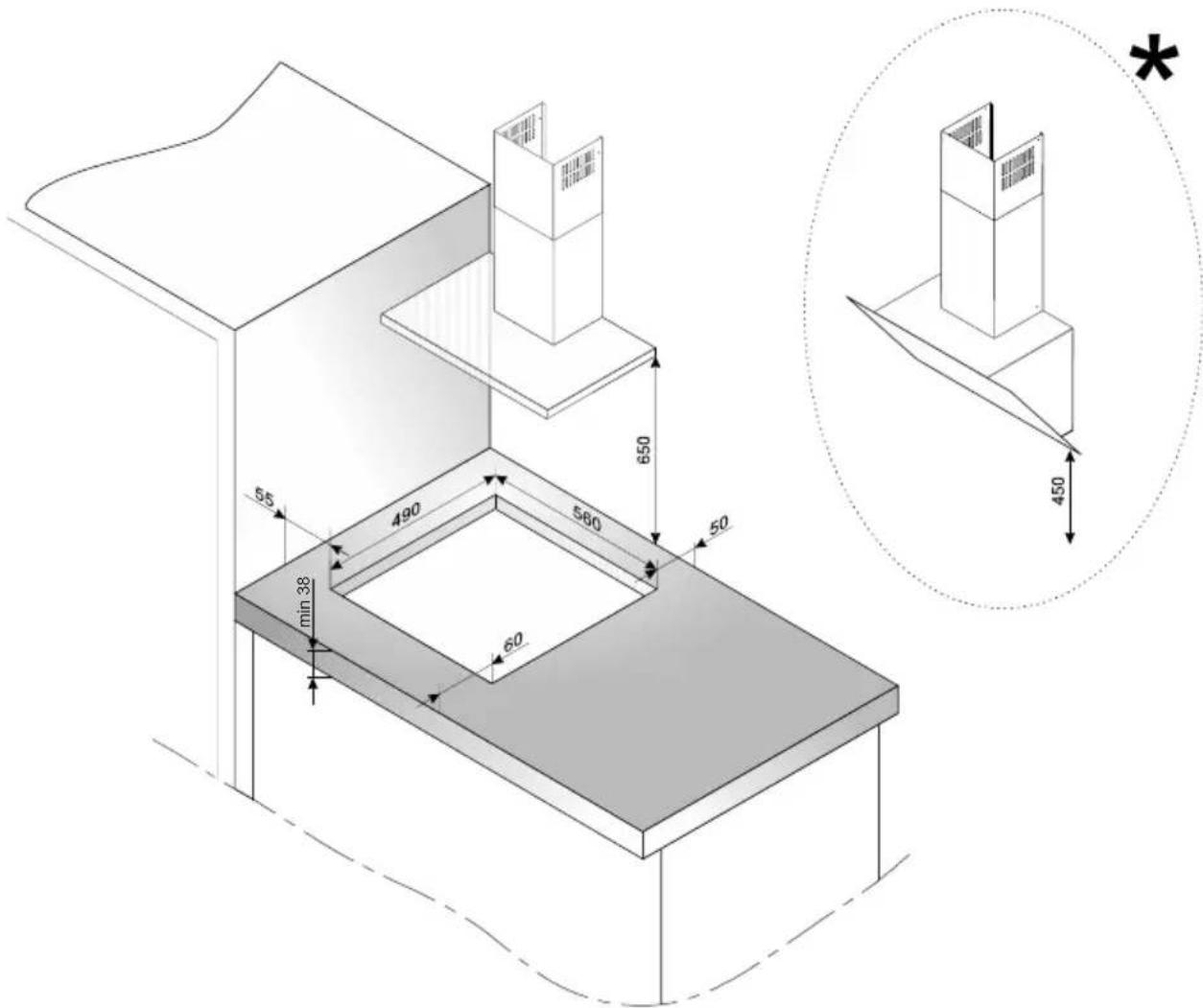 AMICA KMI 754 000 C - Préparation du plateau de meuble pour l'aménagement de la plaque. - 1