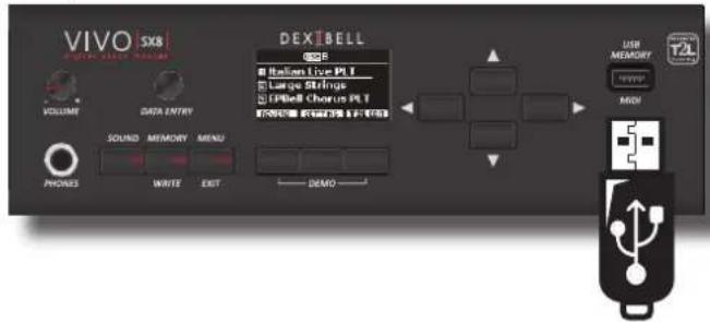 Dexibell Vivo SX8 - Branchez une mémoire USB sur le port MEMORY du panneau du VIVO SX8. - 1