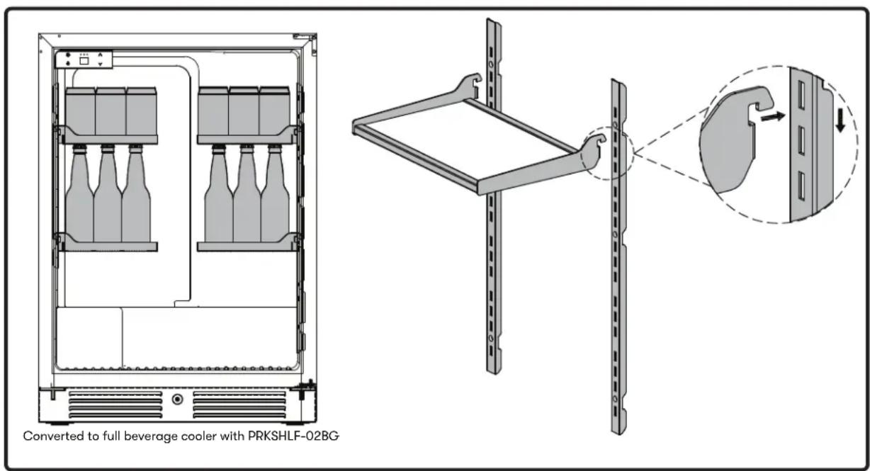 Converted to full beverage cooler with PRKSHLF-02BG