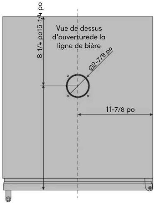 8-1/4 po15-1/4 po Vue de dessus d'ouverturede la ligne de bière Ø2-7/8 po 11-7/8 po